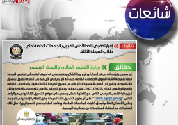 شائعة: إقرار تخفيض للحد الأدنى للقبول بالجامعات الخاصة أمام طلاب المرحلة الثالثة