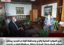 وزير الموارد المائية والري ومحافظ الوادى الجديد يبحثان موقف المشروعات المائية بنطاق محافظة الوادى الجديد