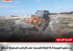 التنمية المحلية: بدء تنفيذ الموجة الـ 19 لإزالة التعديات على الأراضى المملوكة للدولة