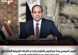 الرئيس السيسي يبحث في بروكسيل مع الرئيس التنفيذي لأحدي الشركات البلجيكية التعاون في مشروعات تطوير وحماية الشواطئ المصرية