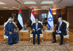الرئيس السيسي يلتقي ولي عهد ابو ظبي ورئيس وزراء اسرائيل بشرم الشيخ