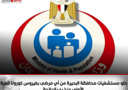 الصحة : خلو مستشفيات محافظة البحيرة من أي مرضى بفيروس كورونا للمرة الأولى منذ بدء الجائحة