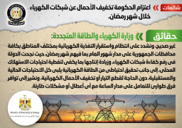 الحكومة تنفى اعتزامها تخفيف الأحمال عن شبكات الكهرباء خلال رمضان