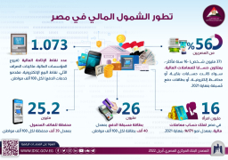 معلومات الوزراء : 56% من المصريين يملكون حسابا للمعاملات المالية