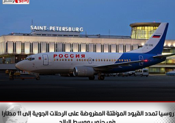 روسيا تمدد القيود المؤقتة المفروضة على الرحلات الجوية إلى 11 مطارا في جنوب ووسط البلاد