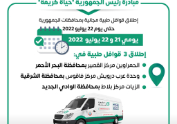 الصحة تطلق 3 قوافل طبية مجانية ضمن “حياة كريمة” بثلاث محافظات