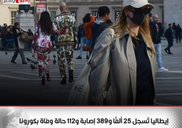 إيطاليا تُسجل 25 ألفًا و389 إصابة و112 حالة وفاة بكورونا