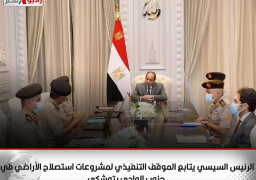الرئيس السيسي يتابع الموقف التنفيذي لمشروعات استصلاح الأراضي في جنوب الوادي بتوشكي