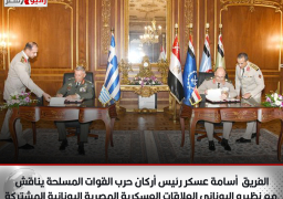 الفريق أسامة عسكر رئيس أركان حرب القوات المسلحة يناقش مع نظيره اليونانى العلاقات العسكرية المصرية اليونانية المشتركة