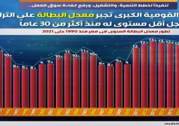 بالإنفوجراف.. المشروعات القومية الكبرى تجبر معدل البطالة على التراجع ليسجل أقل مستوى له منذ أكثر من ٣٠ عاماً