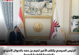 الرئيس السيسي يلتقى الأمير تميم بن حمد بالديوان الأميري بالعاصمة القطرية الدوحة