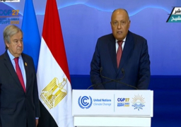 خلال مؤتمر صحفي مع جوتيريش.. شكري: رئاسة مصر لـ (COP 27) تعمل بجهد لتسهيل الوصول لنهاية قاطعة لقضايا المناخ