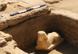 اكتشاف تمثال لأبو الهول وبقايا مقصورة كلاوديوس بجوار معبد دندرة بمحافظة قنا