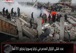 عدد قتلى الزلزال المدمر في تركيا وسوريا يتجاوز 51 ألفاً