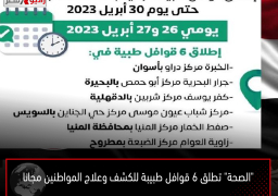 “الصحة” تطلق 6 قوافل طبيبة للكشف وعلاج المواطنين مجانا