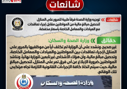 الصحة تنفى توجيه فرق طبية للمنازل لتحصيل أموال مقابل التعاقد مع عيادات خاصة