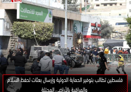 فلسطين تطالب بتوفير الحماية الدولية وإرسال بعثات لحفظ السلام والمراقبة بالأراضي المحتلة