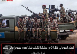 الجيش الصومالي يقتل 20 من ميليشيا الشباب خلال تصديه لهجوم إرهابي بإقليم شبيلي السفلي