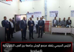 الرئيس السيسي يتفقد مجمع الورش بجامعة برج العرب التكنولوجية بالإسكندرية