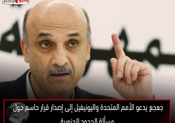 جعجع يدعو الأمم المتحدة واليونيفيل إلى إصدار قرار حاسم حول مسألة الحدود الجنوبية