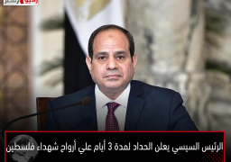 الرئيس السيسي يعلن الحداد لمدة 3 أيام علي أرواح شهداء فلسطين
