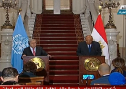 خلال مؤتمر صحفي مع جوتيريش.. شكري: سنعمل خلال قمة القاهرة للسلام على التوصل لتوافق دولي لخفض التصعيد ووقف إطلاق النار