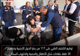 توقيع الكشف الطبي على 117 من رعايا الدول الأجنبية وتطعيم 35 طفلا بلقاحات شلل الأطفال والحصبة والالتهاب السحائي