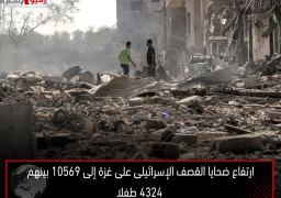 ارتفاع ضحايا القصف الإسرائيلى على غزة إلى 10569 بينهم 4324 طفلا
