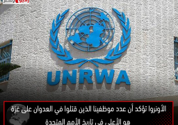الأونروا تؤكد أن عدد موظفينا الذين قتلوا في العدوان على غزة هو الأعلى في تاريخ الأمم المتحدة