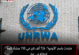 متحدث باسم “الأونروا”: 726 ألف نازح في 150 منشأة تابعة للوكالة في غزة