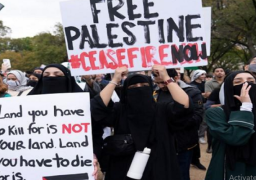 تظاهرات حاشدة بساحة الحرية قرب البيت الأبيض تضامنا مع فلسطين