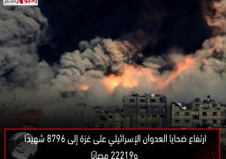 ارتفاع ضحايا العدوان الإسرائيلي على غزة إلى 8796 شهيدًا و22219 مصابًا