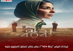 إيرادات فيلم “رحلة 404” لـ منى زكي تتجاوز 12مليون جنيه خلال أسبوعين عرض