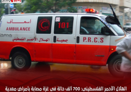 الهلال الأحمر الفلسطينى: 700 ألف حالة فى غزة مصابة بأمراض معدية