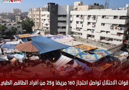 قوات الاحتلال تواصل احتجاز 160 مريضا و25 من أفراد الطاقم الطبي بمجمع الشفاء في غزة