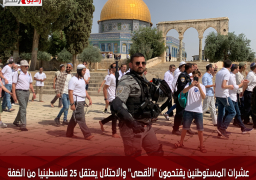 عشرات المستوطنين يقتحمون “الأقصى” والاحتلال يعتقل 25 فلسطينيا من الضفة