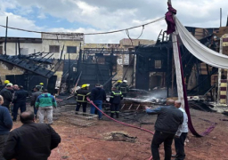 بالصور .. “الانتاج الإعلامي”: السيطرة على حريق محدود بديكور مسلسل “ألف ليلة وليلة”