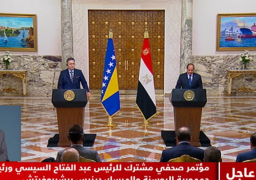 بالفيديو .. خلال مؤتمر صحفي مع رئيس البوسنة .. السيسي: توافقنا على ضرورة تهدئة التوتر الإقليمي ووقف إطلاق النار الفوري بغزة
