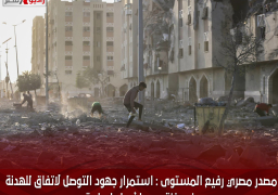 مصدر مصري رفيع المستوى : استمرار جهود التوصل لاتفاق للهدنة في غزة وسط أجواء إيجابية