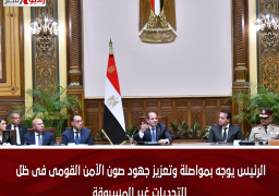 الرئيس يوجه بمواصلة وتعزيز جهود صون الأمن القومى فى ظل التحديات غير المسبوقة