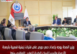 وزير الصحة يوجه بإعداد حصر دوري على فترات زمنية قصيرة بأرصدة الأدوية والمستلزمات الطبية لتوفير النواقص منها