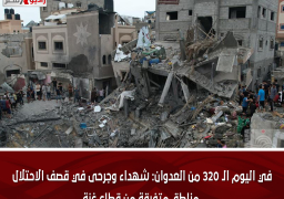 في اليوم الـ 320 من العدوان: شهداء وجرحى في قصف الاحتلال مناطق متفرقة من قطاع غزة