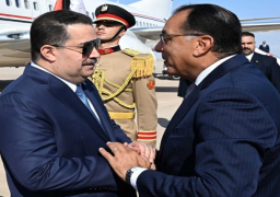 بالصور.. رئيس الوزراء يستقبل رئيس الوزراء العراقي بمطار العلمين الدولي