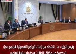 رئيس الوزراء: جار الانتهاء من إعداد البرامج التفصيلية لبرنامج عمل الحكومة من مختلف الوزارات بهدف إرسالها للبرلمان