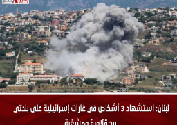 لبنان: استشهاد 3 أشخاص في غارات إسرائيلية على بلدتي برج قلاوية ومشغرة