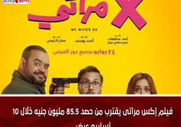 فيلم إكس مراتى يقترب من حصد 85.5 مليون جنيه خلال 10 أسابيع عرض