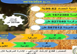 الزراعة: حصاد 99.62% من مساحات الأرز.. وكبس أكثر من 1.6 مليون طن قش