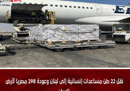 نقل 22 طن مساعدات إنسانية إلى لبنان وعودة 298 مصريا لأرض الوطن