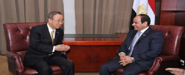الرئيس عبد الفتاح السيسي يلتقي بان كى مون ورئيس تنزانيا