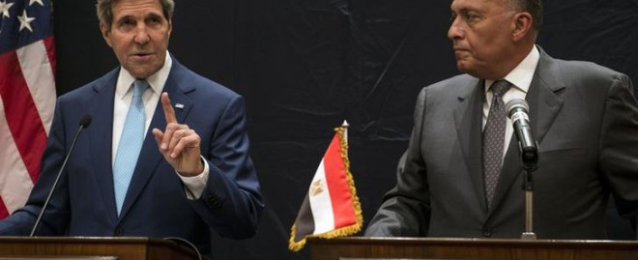 وزير الخارجية يلتقي كيري ويؤكد عدم تعديل المبادرة المصرية